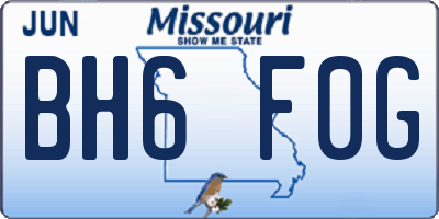 MO license plate BH6F0G