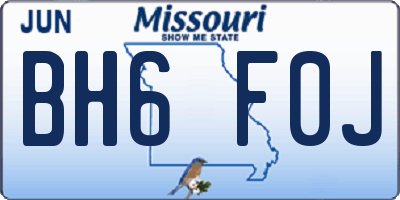 MO license plate BH6F0J