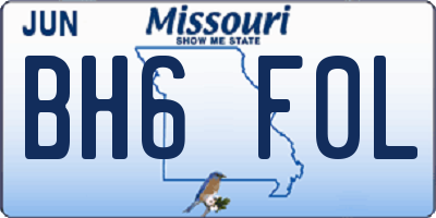 MO license plate BH6F0L