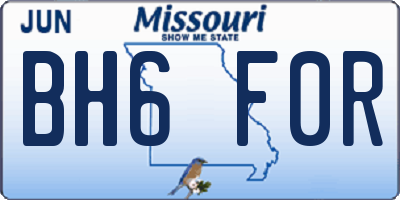 MO license plate BH6F0R