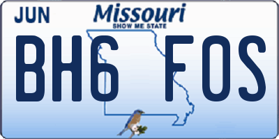 MO license plate BH6F0S