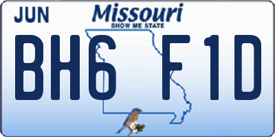 MO license plate BH6F1D
