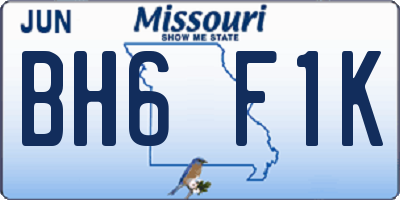 MO license plate BH6F1K