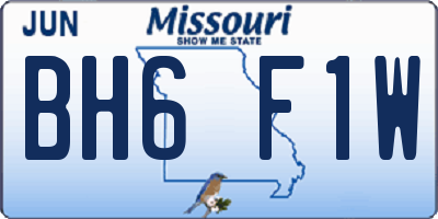 MO license plate BH6F1W