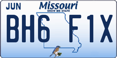 MO license plate BH6F1X