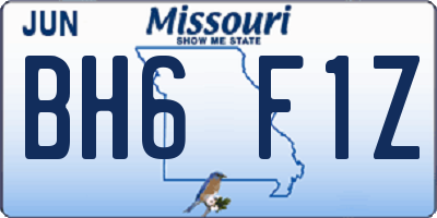 MO license plate BH6F1Z