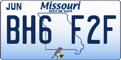 MO license plate BH6F2F