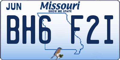 MO license plate BH6F2I