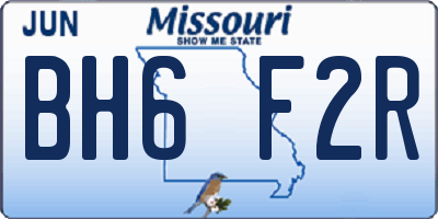 MO license plate BH6F2R