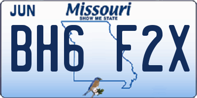 MO license plate BH6F2X