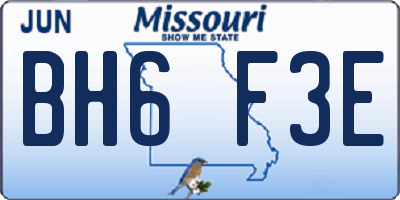 MO license plate BH6F3E