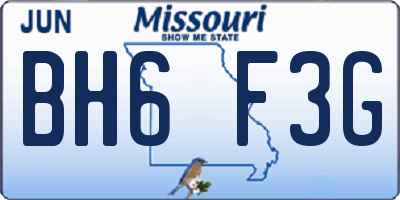 MO license plate BH6F3G