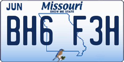 MO license plate BH6F3H