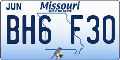 MO license plate BH6F3O
