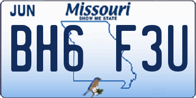 MO license plate BH6F3U
