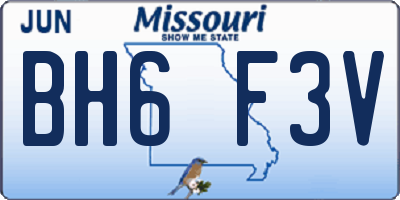 MO license plate BH6F3V