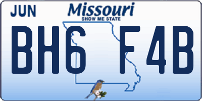 MO license plate BH6F4B