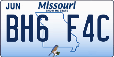 MO license plate BH6F4C