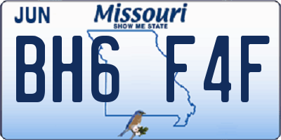 MO license plate BH6F4F