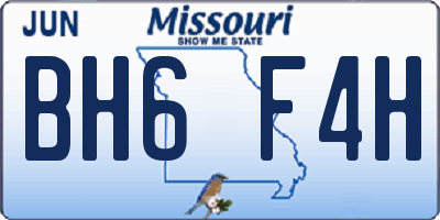 MO license plate BH6F4H