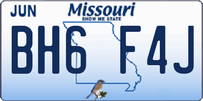 MO license plate BH6F4J