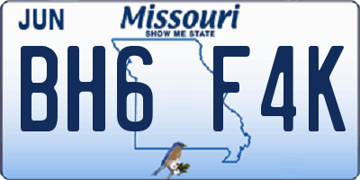 MO license plate BH6F4K