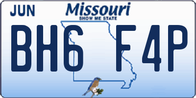MO license plate BH6F4P