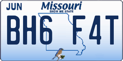 MO license plate BH6F4T