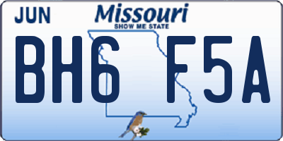 MO license plate BH6F5A