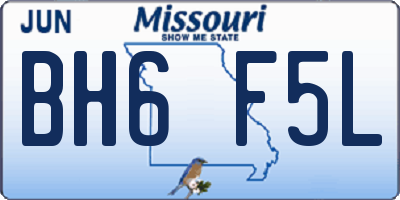 MO license plate BH6F5L