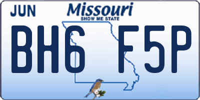 MO license plate BH6F5P