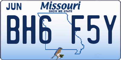 MO license plate BH6F5Y