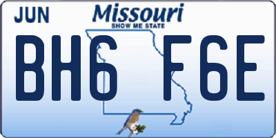 MO license plate BH6F6E