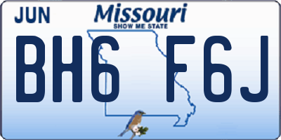 MO license plate BH6F6J