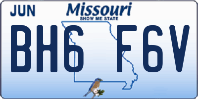 MO license plate BH6F6V