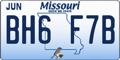 MO license plate BH6F7B