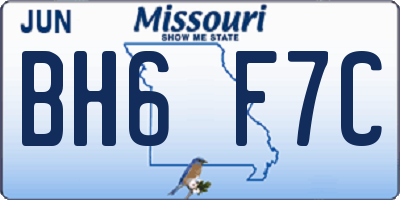 MO license plate BH6F7C