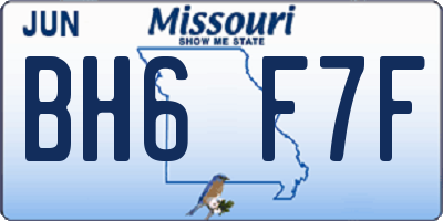 MO license plate BH6F7F