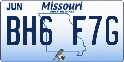 MO license plate BH6F7G