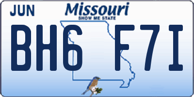 MO license plate BH6F7I