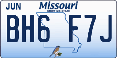 MO license plate BH6F7J
