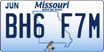 MO license plate BH6F7M