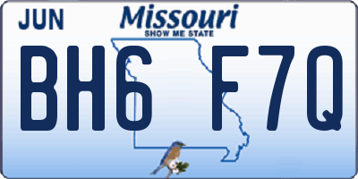 MO license plate BH6F7Q