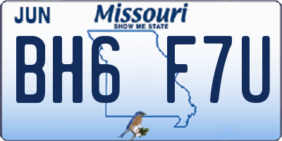 MO license plate BH6F7U
