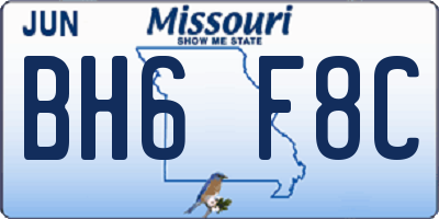 MO license plate BH6F8C