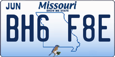 MO license plate BH6F8E