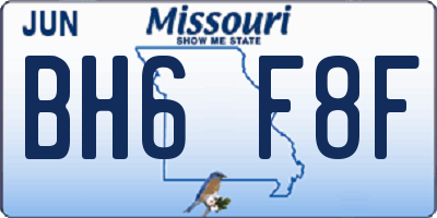 MO license plate BH6F8F