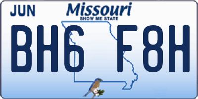 MO license plate BH6F8H