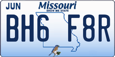 MO license plate BH6F8R