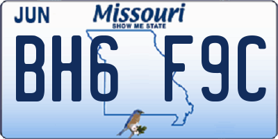MO license plate BH6F9C